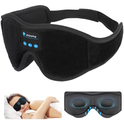 Bluetooth 3D contoured sleep mask with built-in speakers on clean white background