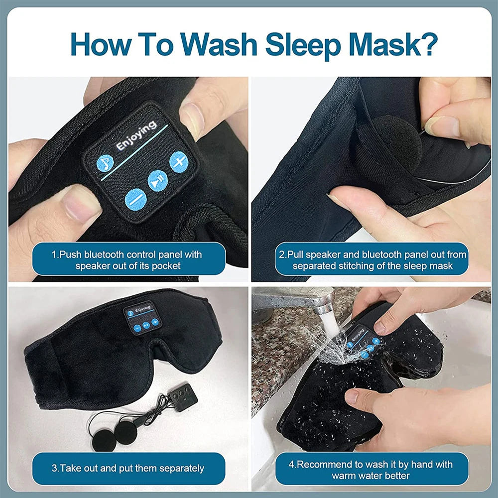 Bluetooth 3D Contoured Sleep Mask with Built-In HD Speakers