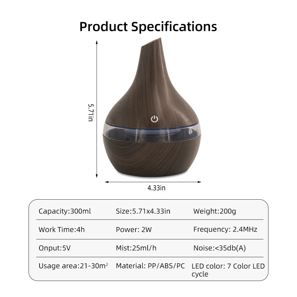 300ml Aromatherapy Essential Oil Diffuser & Humidifier