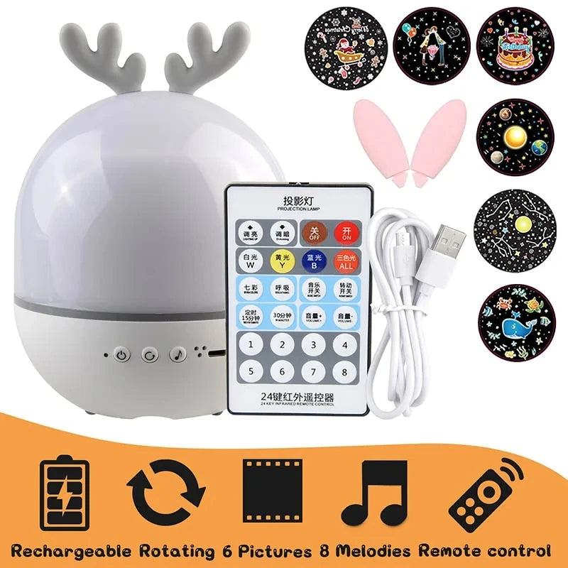 Deer Themed Starry Sky Projector and Bluetooth Speaker