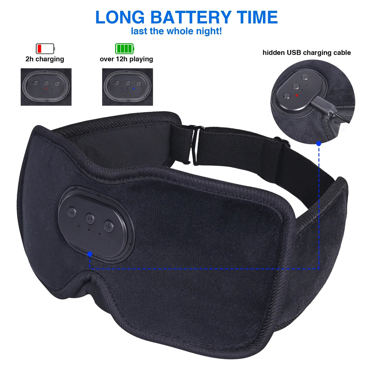 Bluetooth Sleep Eye Mask With Headphones - 3D Sleep Technology