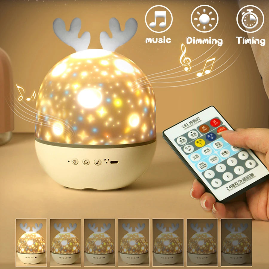 Deer Themed Starry Sky Projector and Bluetooth Speaker