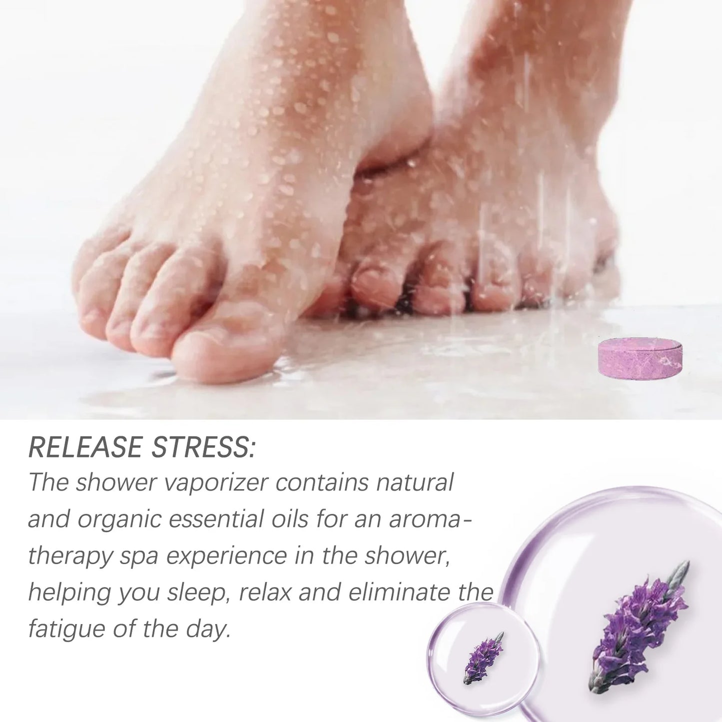 Lavender Shower Steamers, Long-Lasting Fragrance for Stress Relief before bed