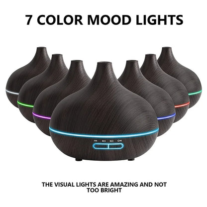 550ml Essential Oil Diffuser with 7 Color LED Lights & Remote Control