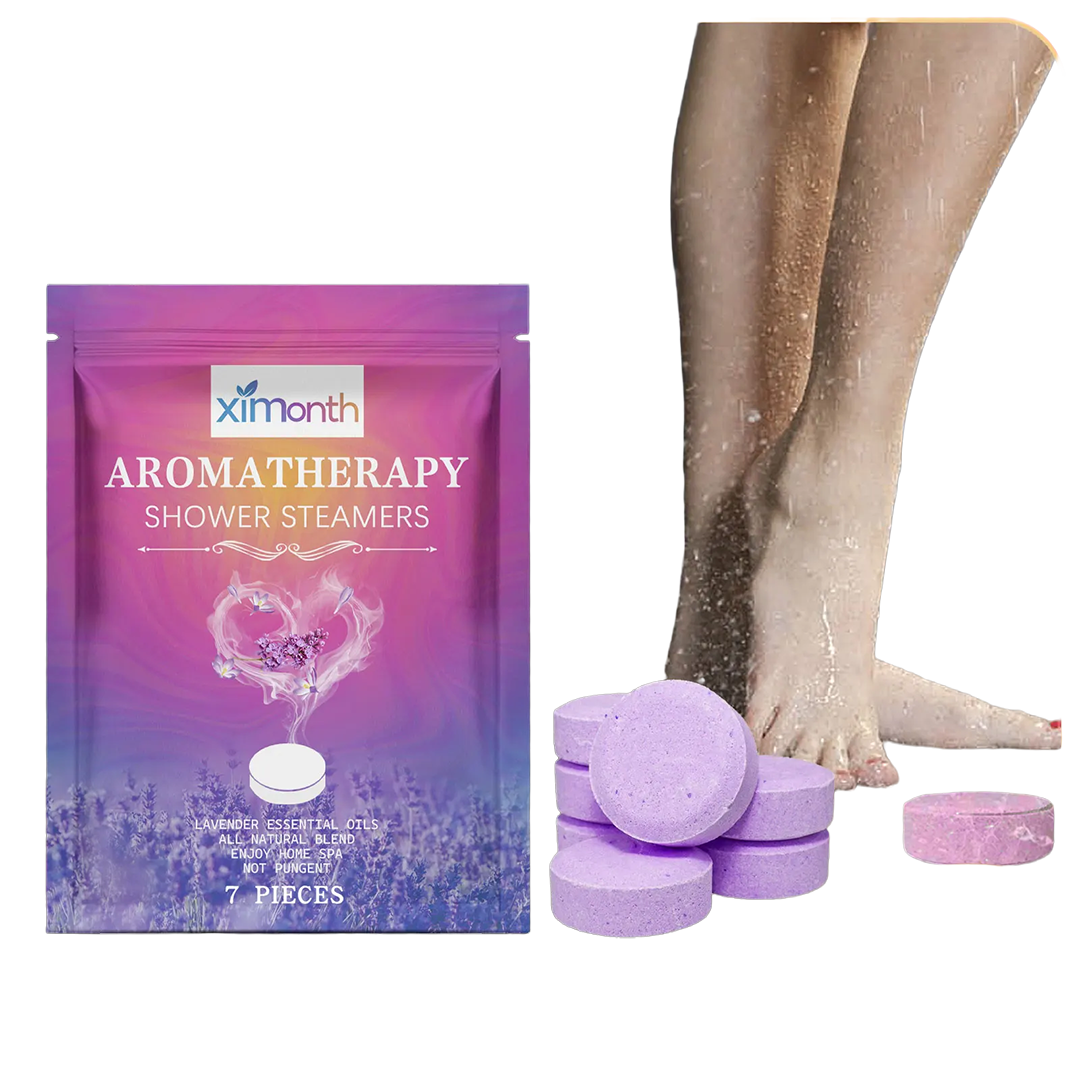 Lavender Shower Steamers aromatherapy tablets on clean white background