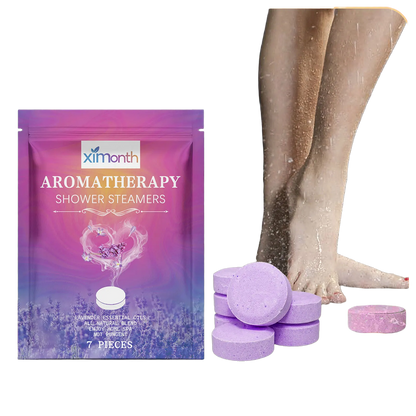 Lavender Shower Steamers aromatherapy tablets on clean white background