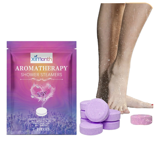 Lavender Shower Steamers aromatherapy tablets on clean white background