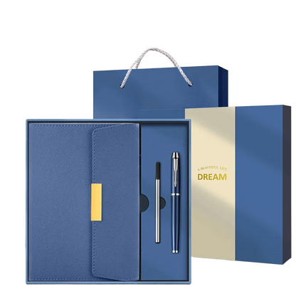 High End Leather Sleep Journal with pen set on clean white background