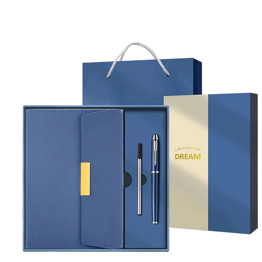 High End Leather Sleep Journal with pen set on clean white background